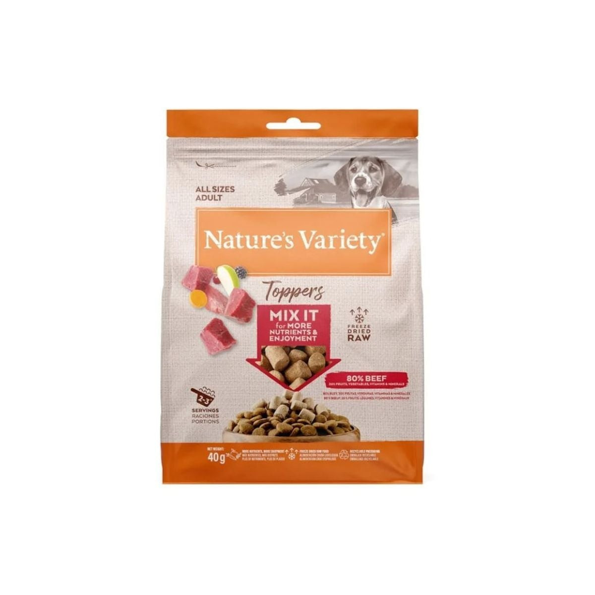 Nature's Variety Toppers Bœuf Lyophilisé 40g - Pour Chiens Adultes