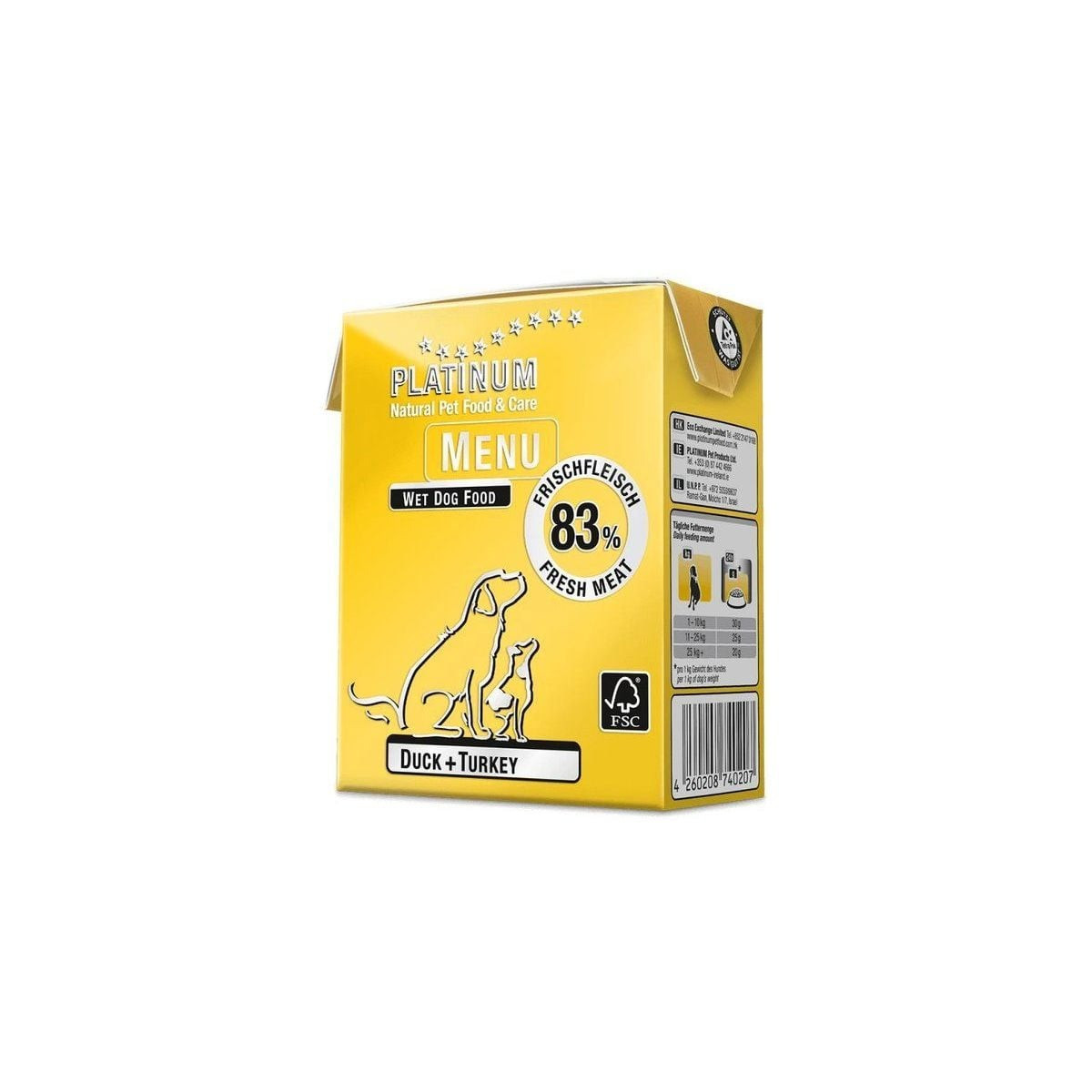 Pâtée chien Martin Selliér Canard-Dinde 83% viande fraîche 375g