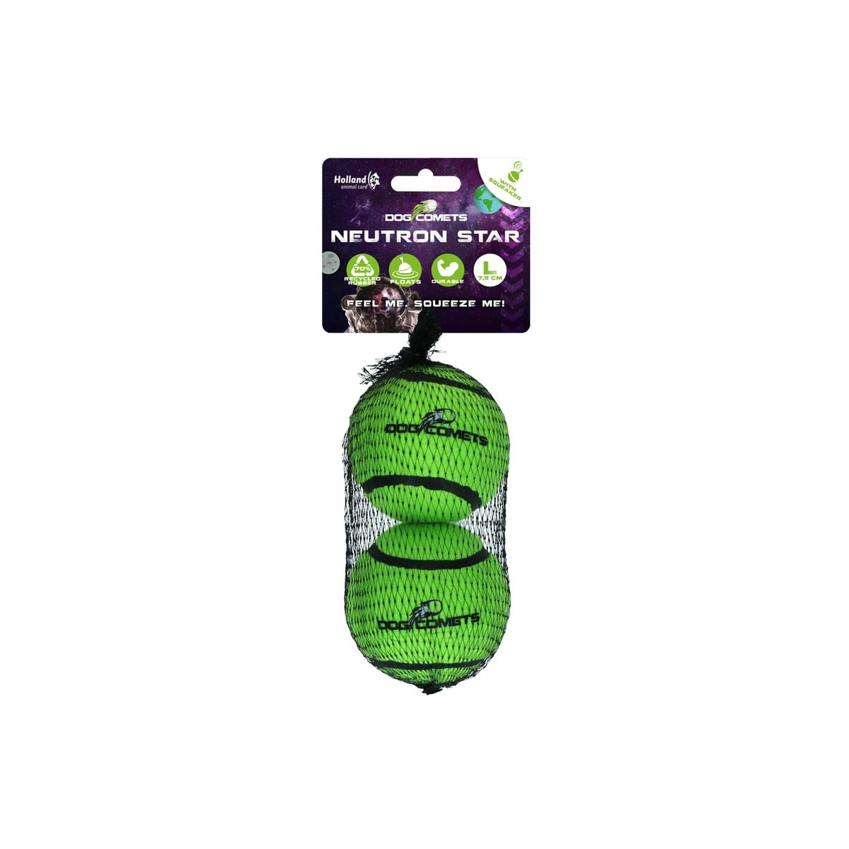 Dog Comets : 2 balles tennis vertes, rebond ultra pour chien