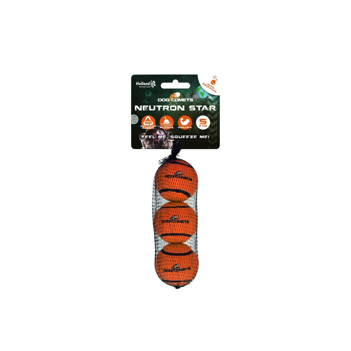 Dog Comets : 3 balles tennis orange 5 cm - Rebondissantes & amusantes