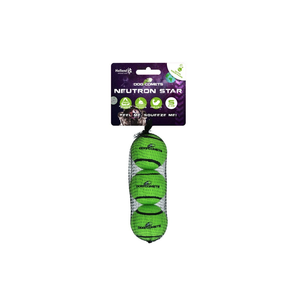 Balles Tennis Dog Comets : Pack 3 Vert - Rebond Élevé & Couineur
