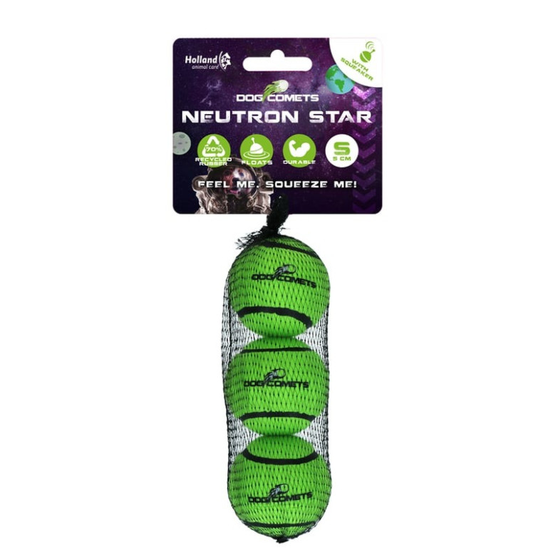 Balles Tennis Dog Comets : Pack 3 Vert - Rebond Élevé & Couineur