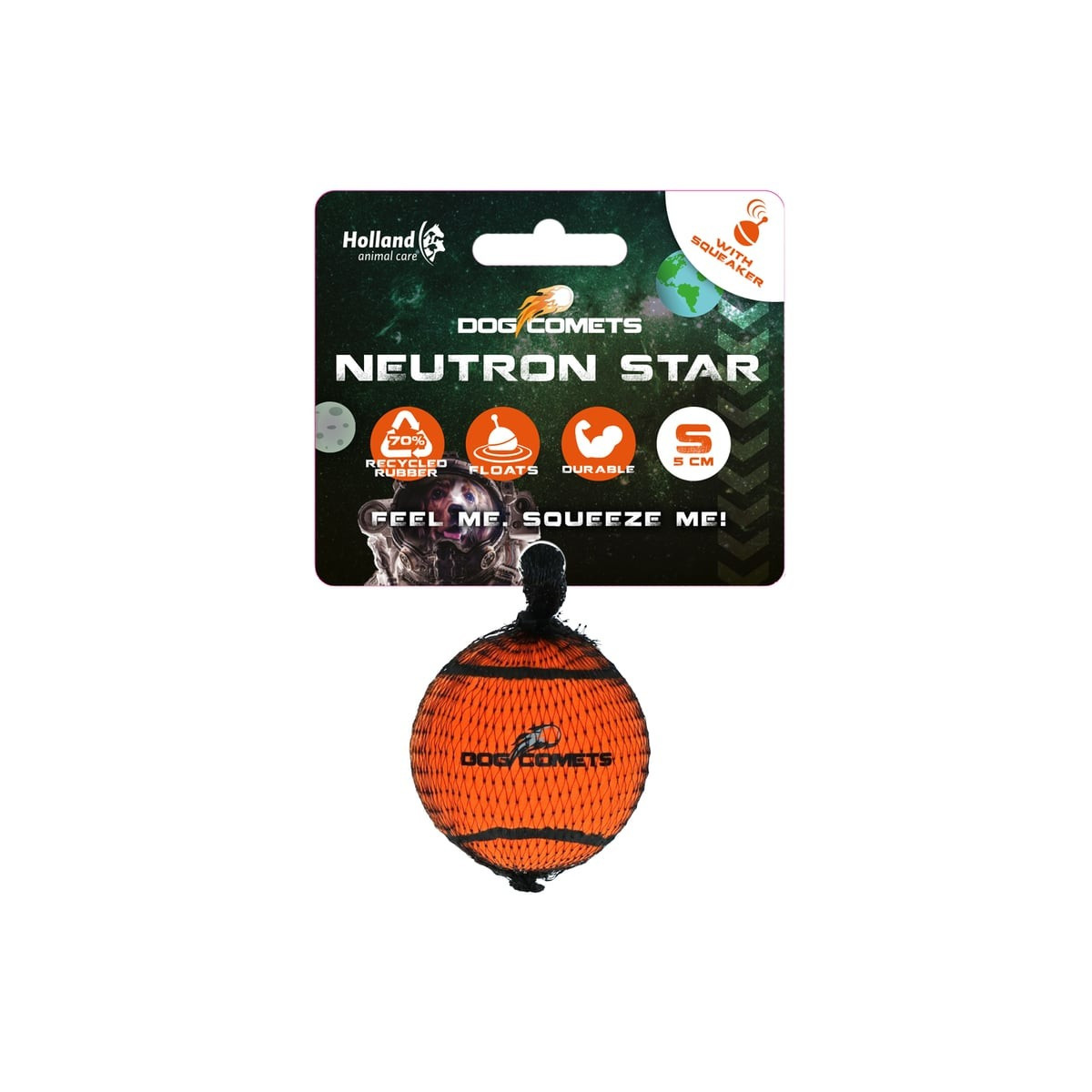 Balle tennis chien Dog Comets orange - Jouet résistant 5 cm