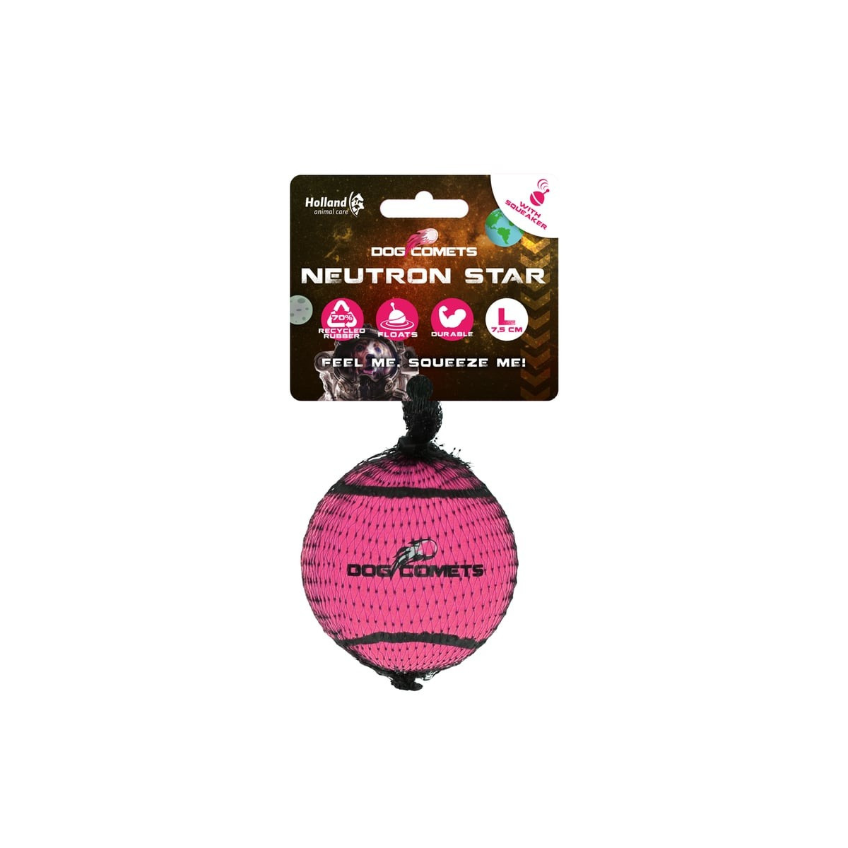 Balle tennis chien Dog Comets rose 7,5 cm - Rebond ultra-résistant