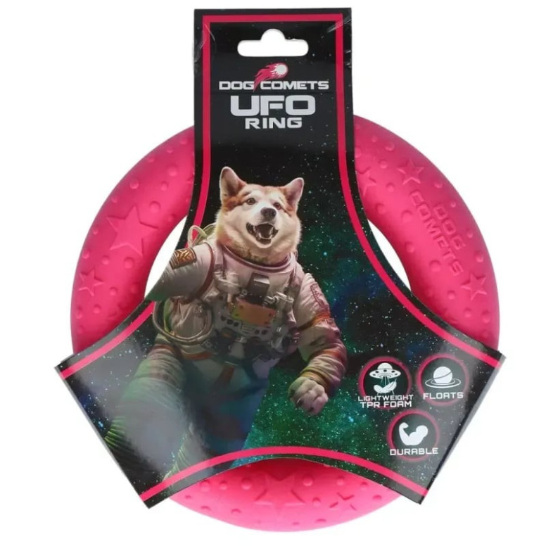 Dog Comets Frisbee Ring Rose 19cm - Jouet Chien Durable & Flottant