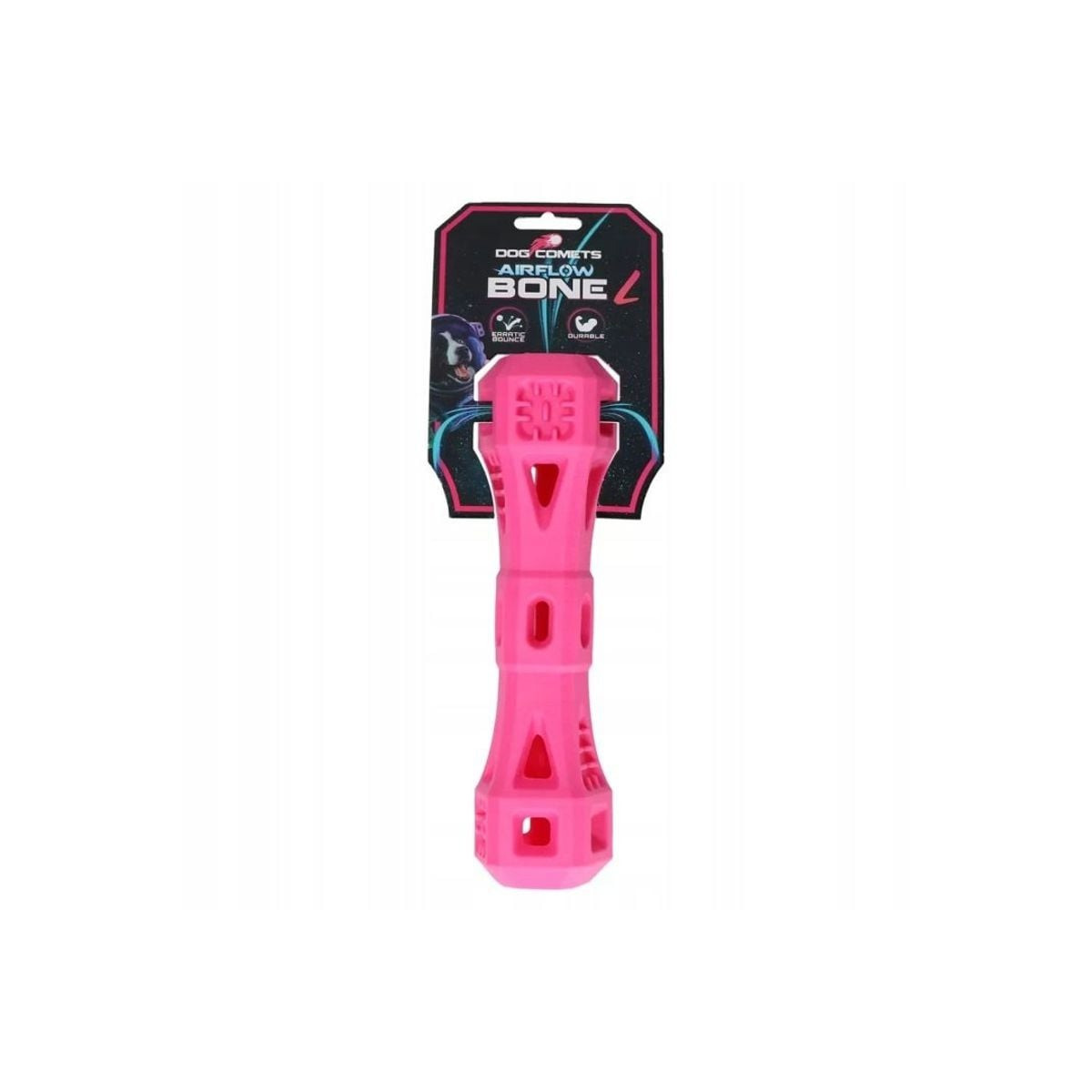 Jouet chien Dog Comets Airflow - Os rose 23 cm, léger et durable