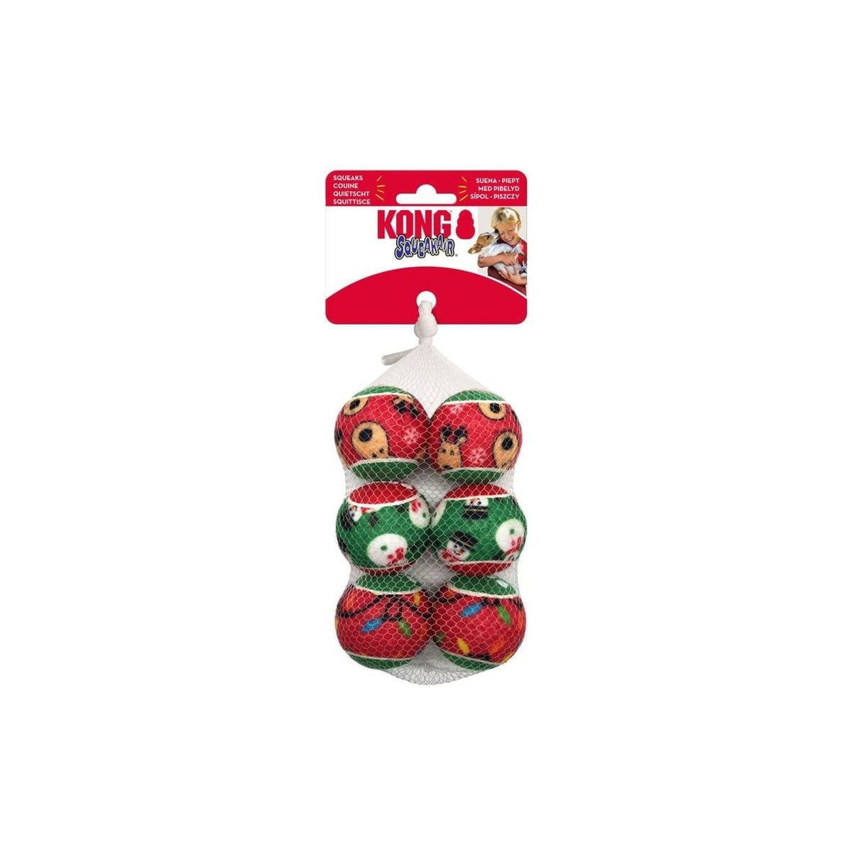 KONG Balles Couineuses Noël x6 - Jouets Chien Festifs & Flottants
