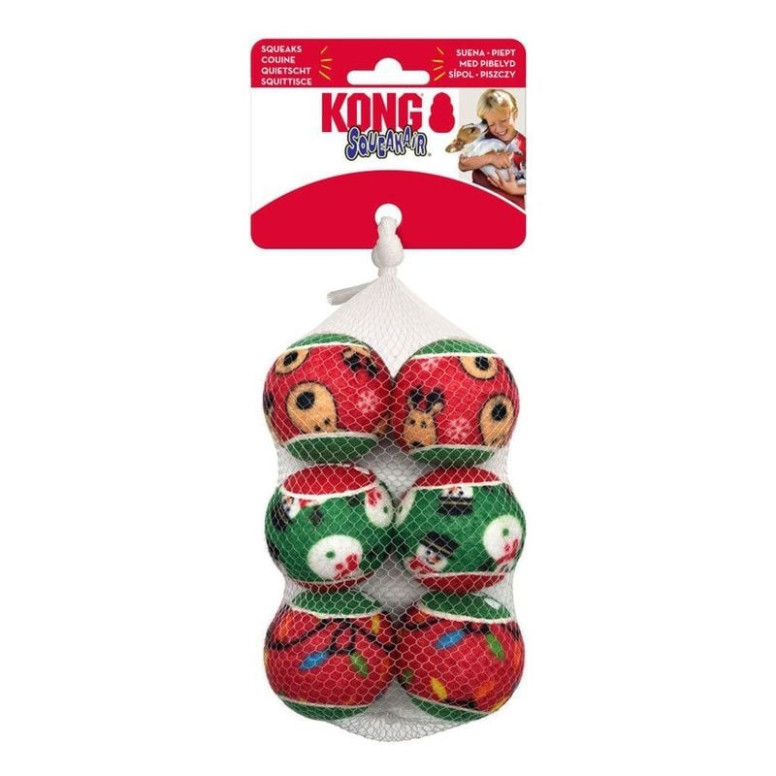 KONG Balles Couineuses Noël x6 - Jouets Chien Festifs & Flottants