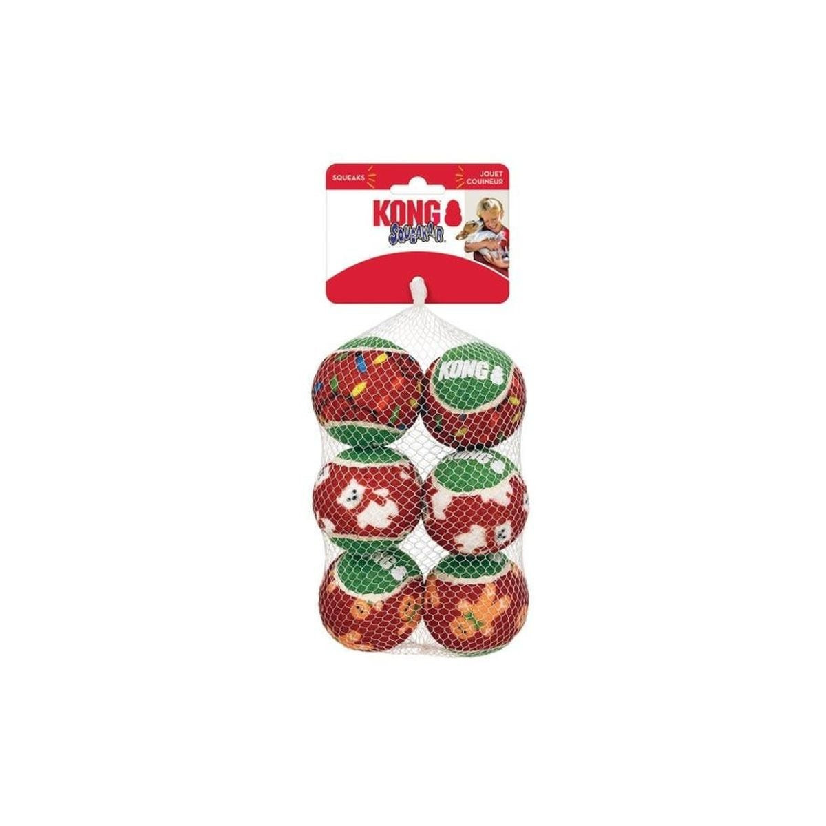 KONG Balles Couineuses Noël x6 - Jouets Chien Festifs & Flottants