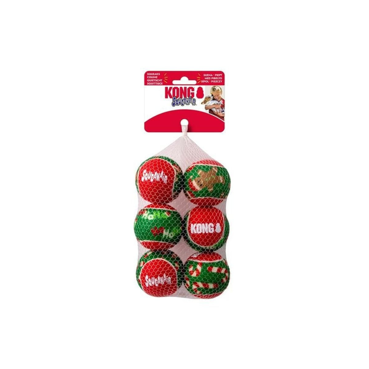 KONG Balles Couineuses Noël x6 - Jouets Chien Festifs & Flottants