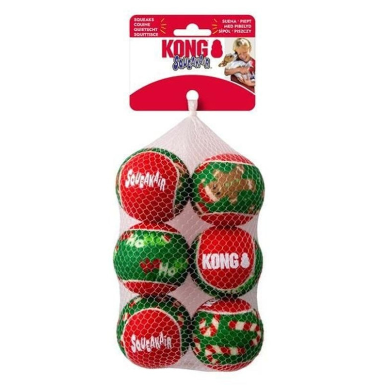 KONG Balles Couineuses Noël x6 - Jouets Chien Festifs & Flottants