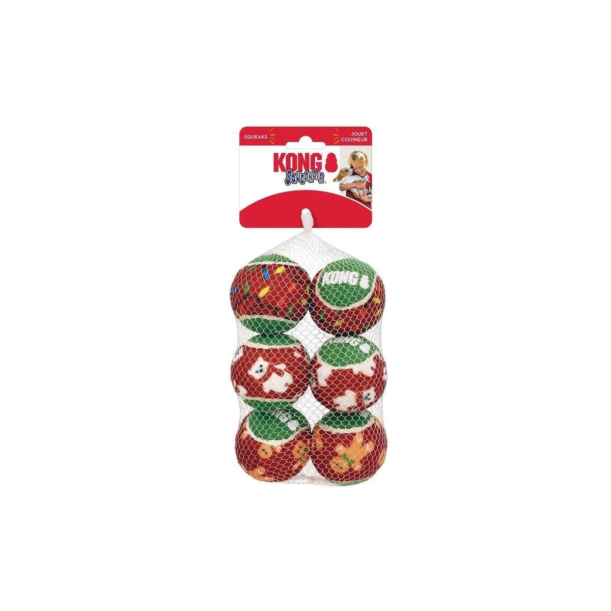 KONG SqueakAir Balles Festives - 6 Jouets à Couinement pour Chien S/M