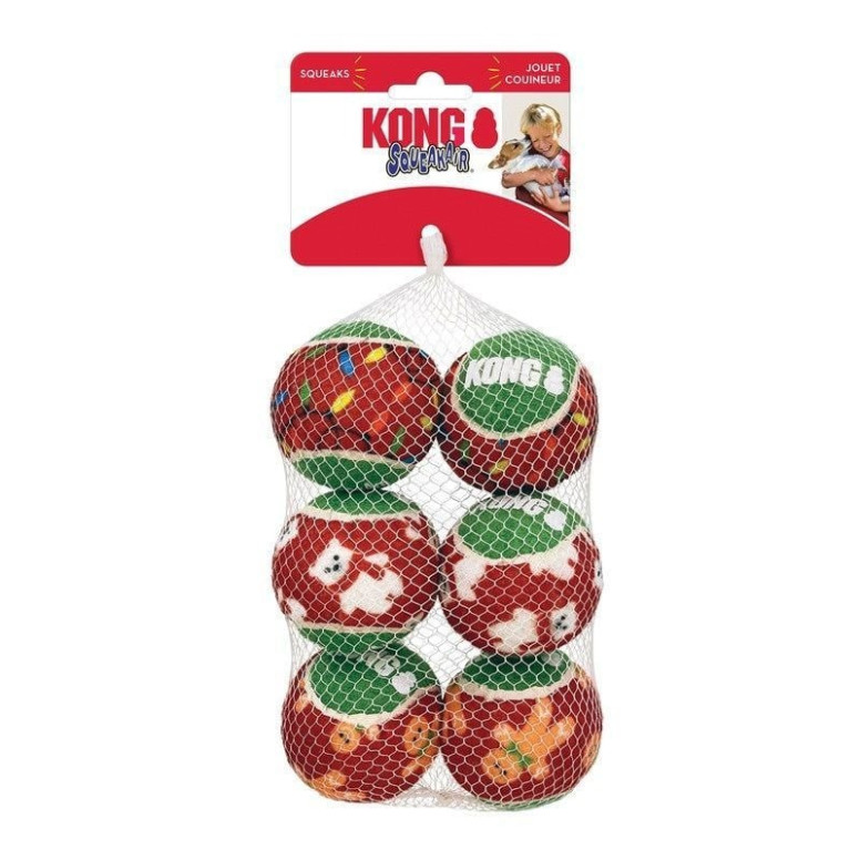 KONG SqueakAir Balles Festives - 6 Jouets à Couinement pour Chien S/M