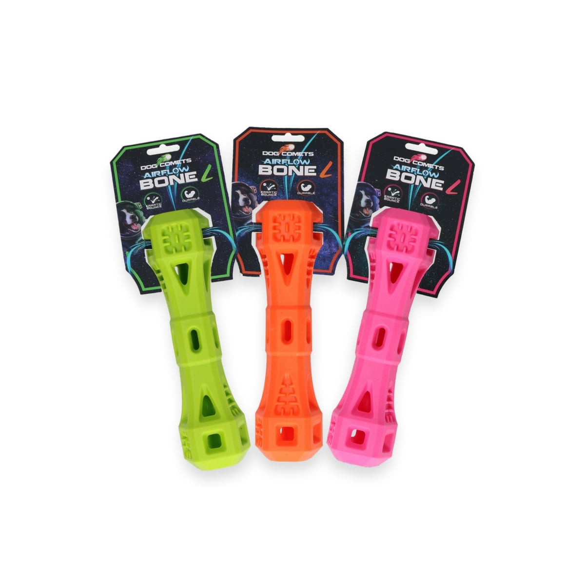 Jouet chien Dog Comets Airflow Vert - Os interactif 23cm