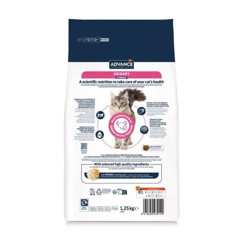 Croquettes Advance Urinary Stress - Santé urinaire chat 7,5 kg