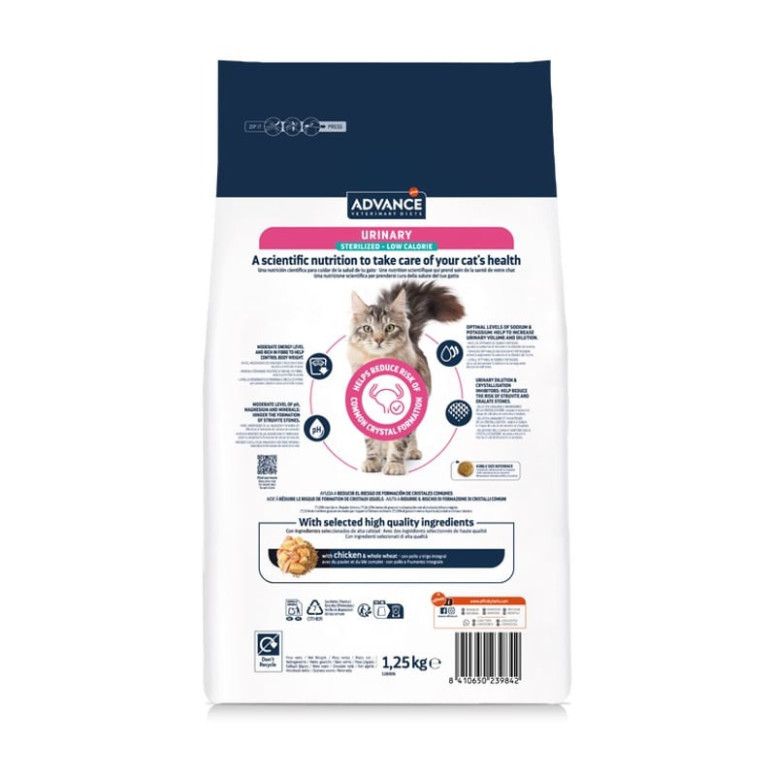 Croquettes Advance Diets Chat Poulet - Urinaire & Maigre 2,5 kg
