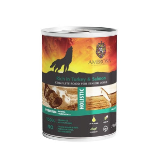 Ambrosia Pâtée Chien Senior Dinde Saumon 395g - Sans Céréales