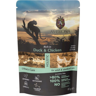 Ambrosia Pâtée Chat Canard Poulet 85g - Sans céréales, Urinary Care