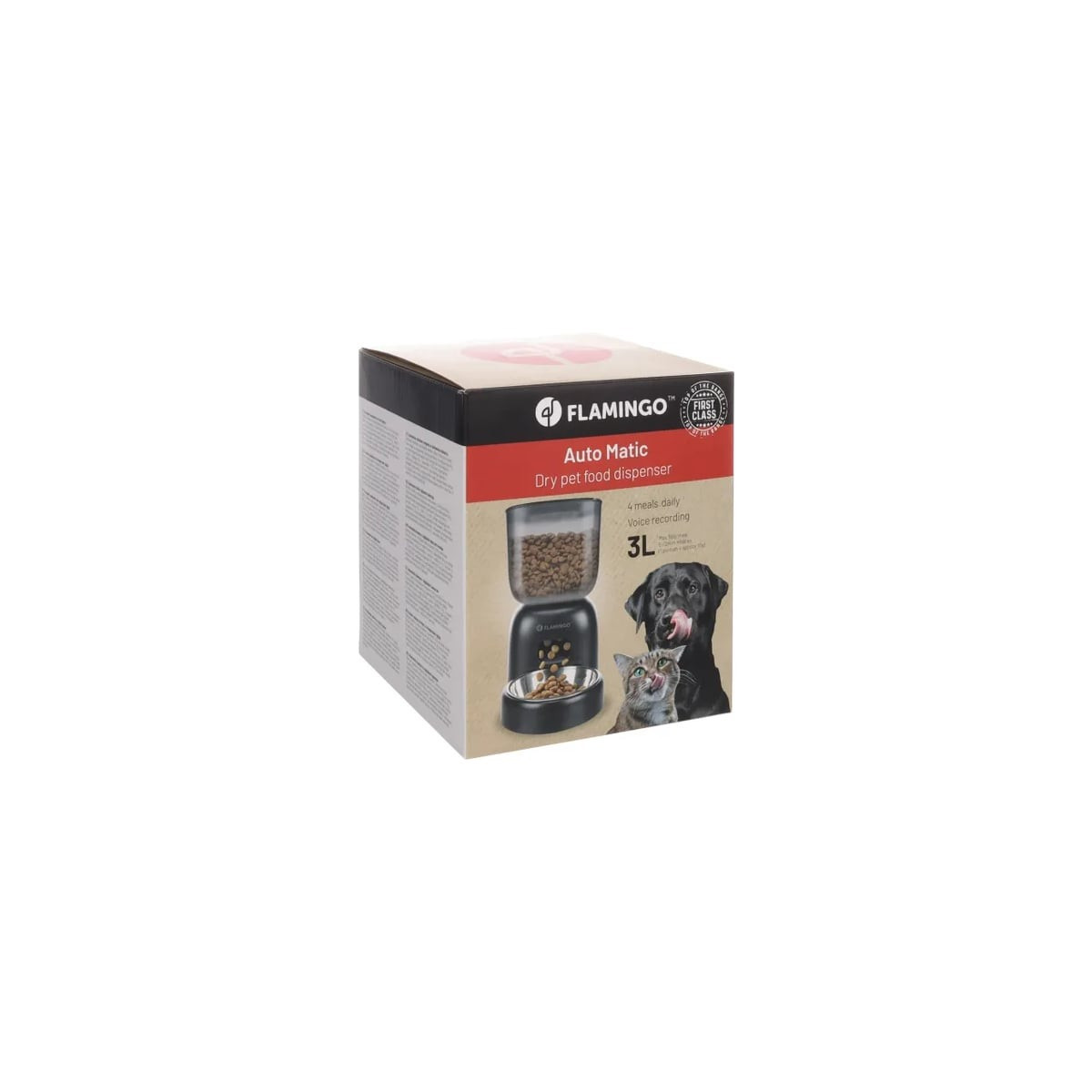 Distributeur Flamingo 3L - Auto-nourrisseur chat avec message vocal