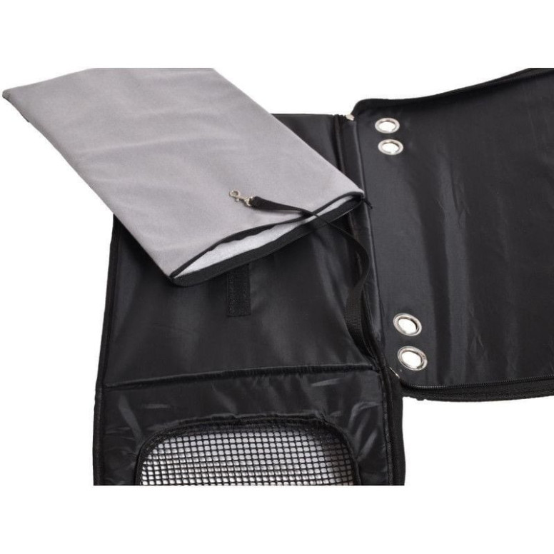 Sac transport BOBBY pliable chien chat gris - 8kg, confort et sécurité