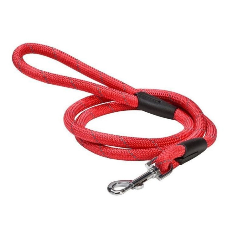 Longe Croci 5m rouge : idéale pour randonnée et chiens qui tirent