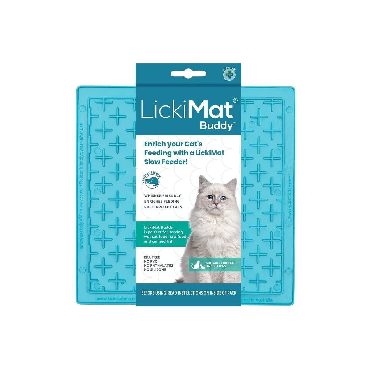 Gamelle LickiMat Buddy turquoise : léchage ludique pour chat
