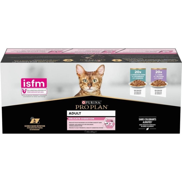 PROPLAN pâtée dinde & poisson : santé digestive chat adulte - 3,4kg
