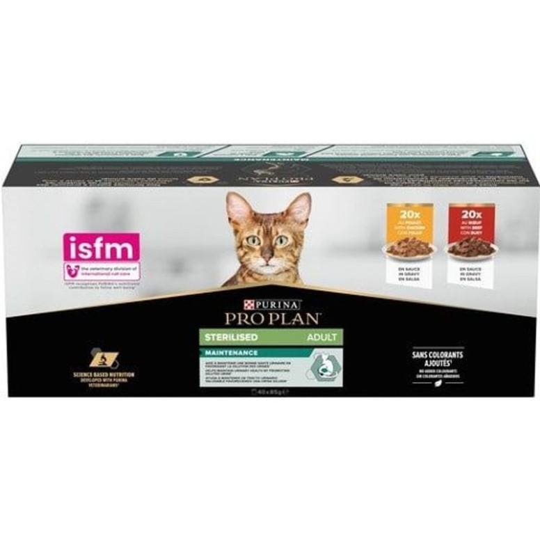 Proplan pâtée chat stérilisé - Bœuf & Poulet - 40x85g