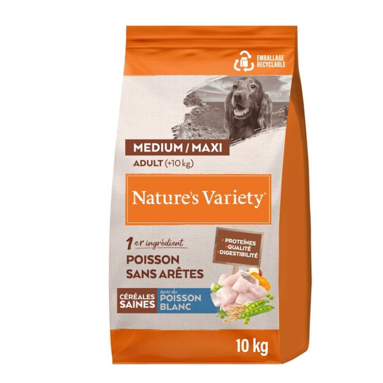 Nature's Variety Croquettes Poisson Chien 10kg - 30% Protéines