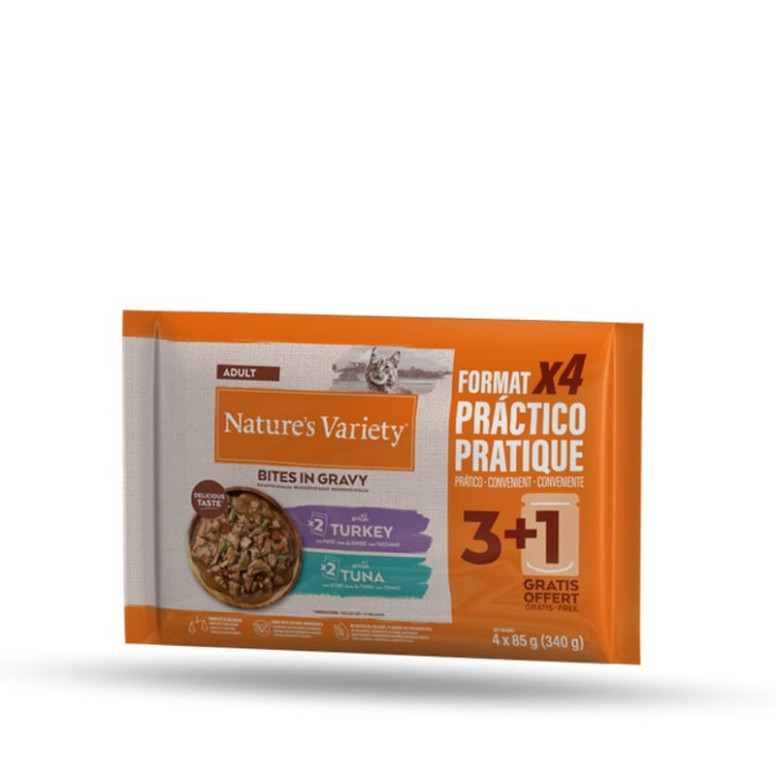 Nature's Variety pâtée chat dinde & thon 4x85g - Repas humide complet