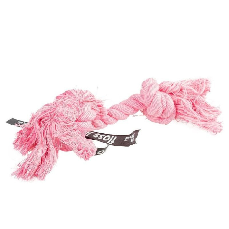 Jouet corde Duvo Floss rose - 2 nœuds pour chien - Hygiène dentaire