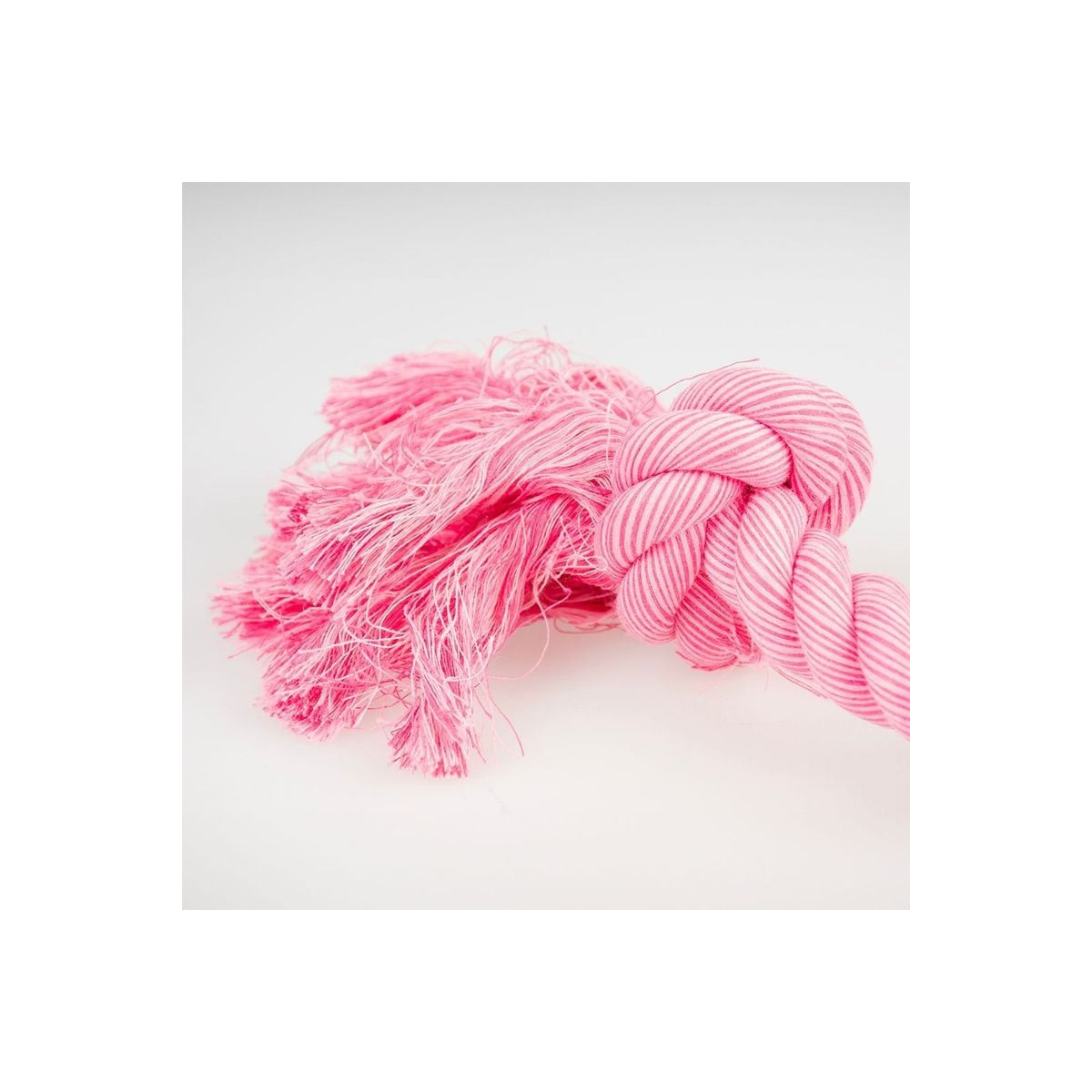 Jouet corde Duvo rose : 100% coton, 2 nœuds, santé dentaire pour chien