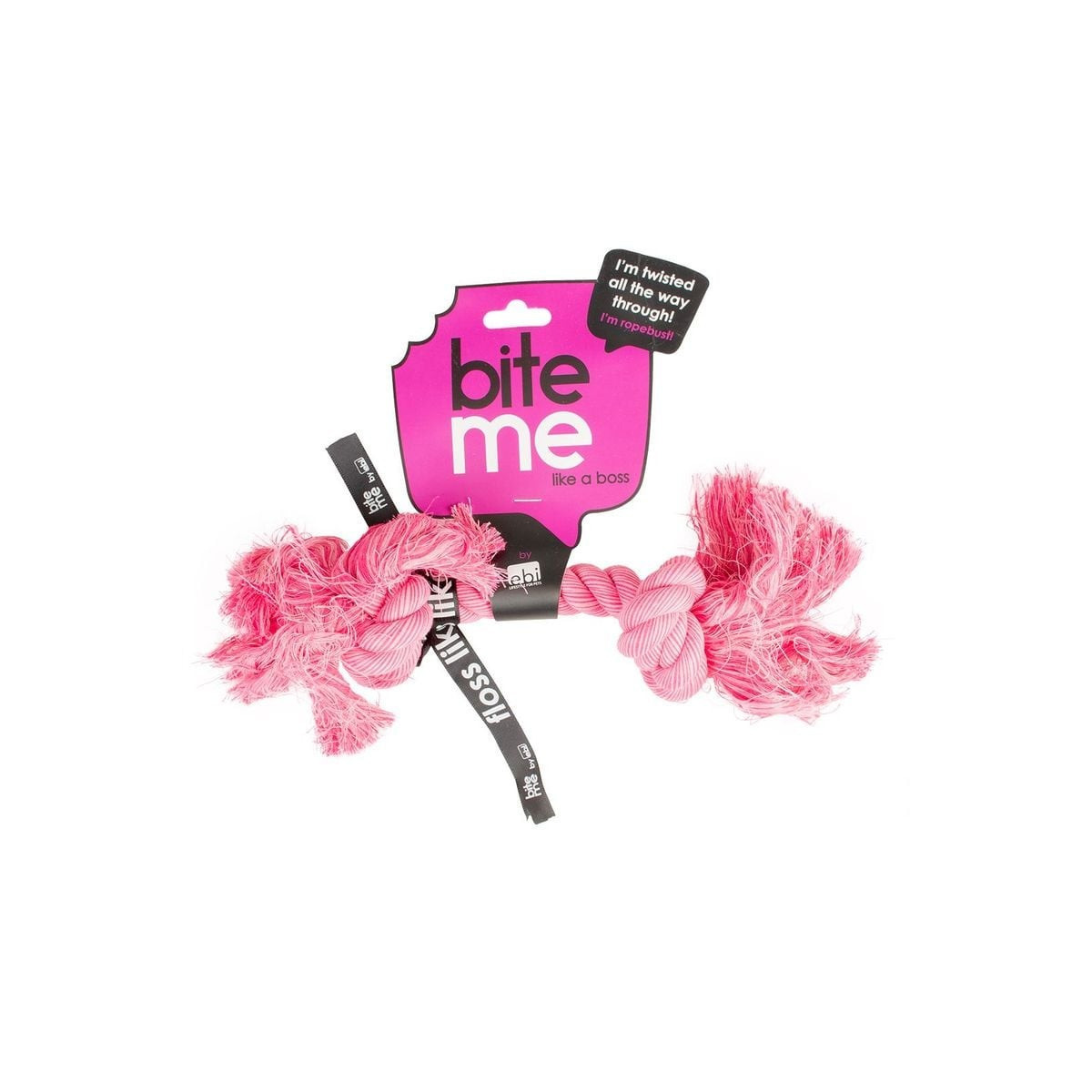 Jouet corde Duvo rose : 100% coton, 2 nœuds, santé dentaire pour chien