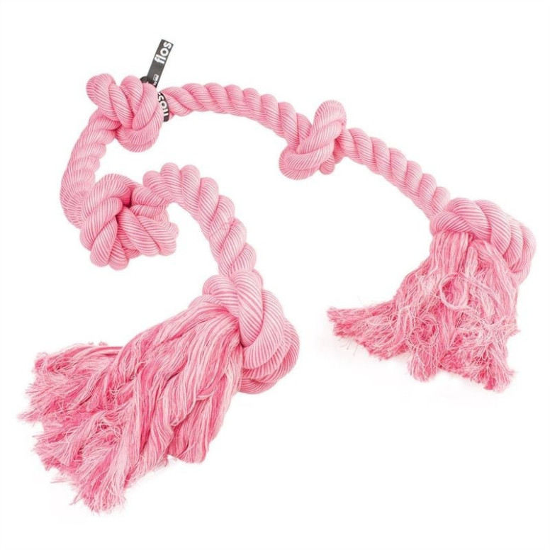 Jouet corde Floss 5 nœuds DUVO rose - Idéal pour chiens actifs