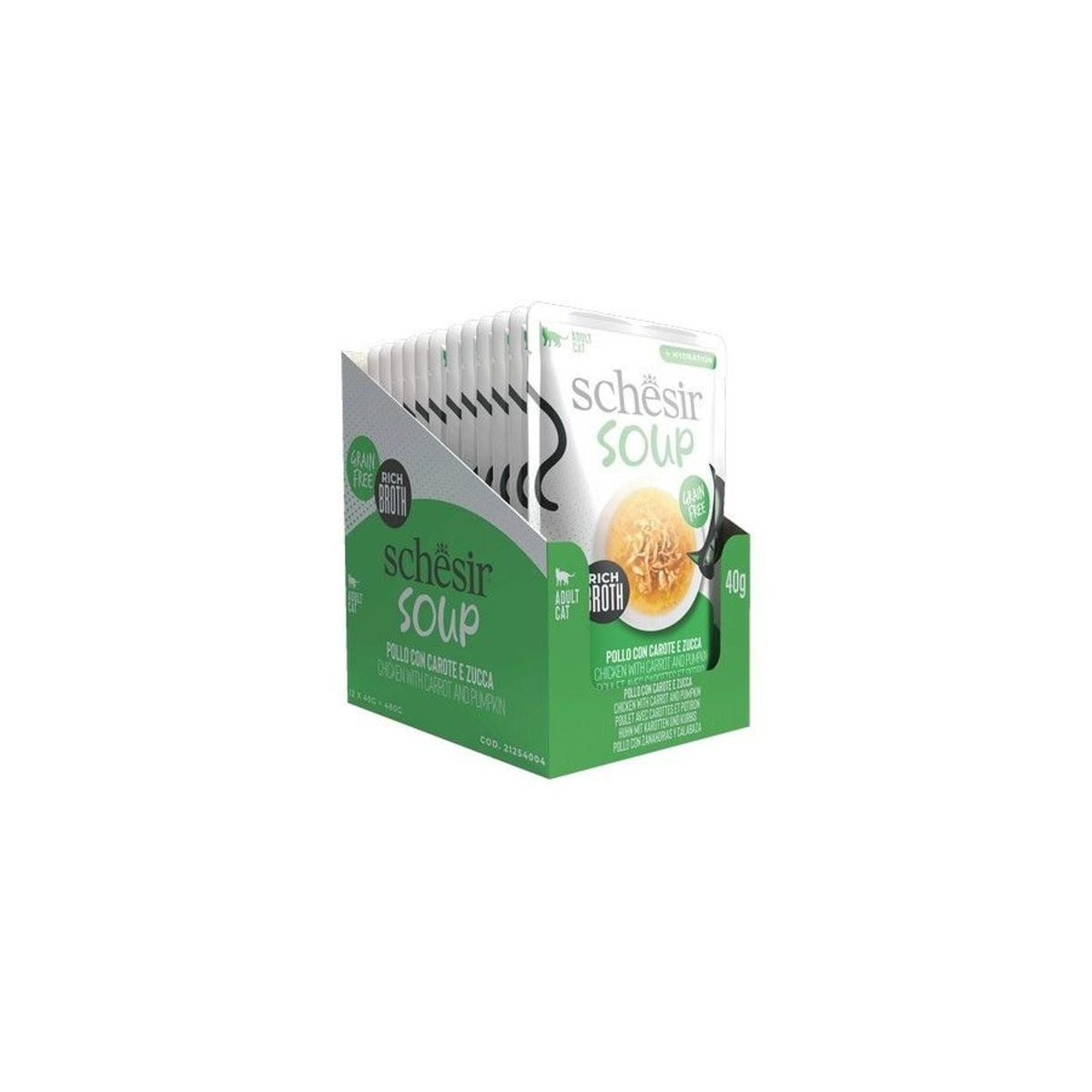 Soupe hydratante Schesir Chat Poulet Citrouille 40g - 90% Humidité