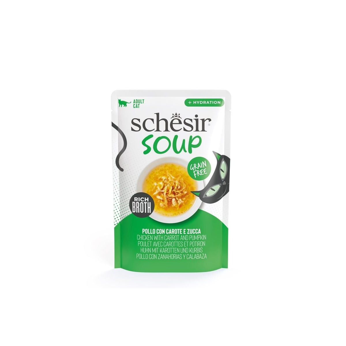 Soupe hydratante Schesir Chat Poulet Citrouille 40g - 90% Humidité