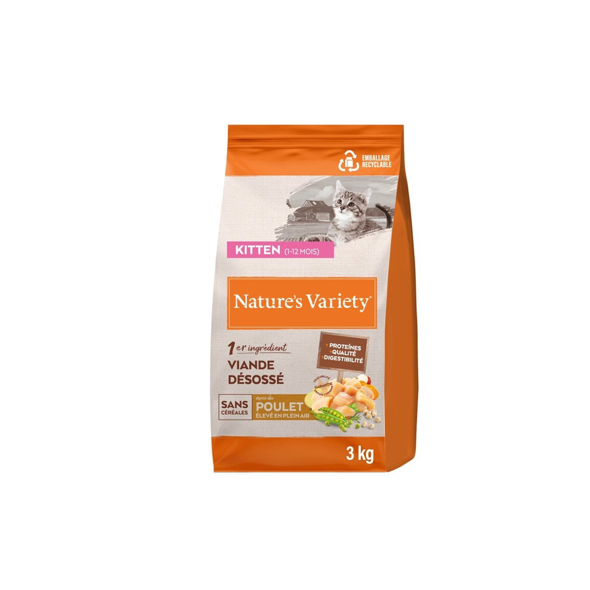 Croquettes Chatons Poulet 3kg Sans Céréales - Développement Optimal