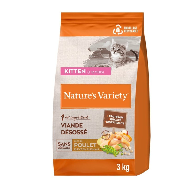 Croquettes Chatons Poulet 3kg Sans Céréales - Développement Optimal