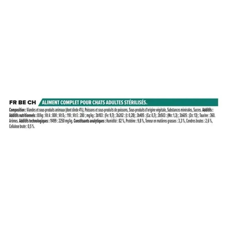 Pâtée Proplan dinde gelée pour chat stérilisé 850g