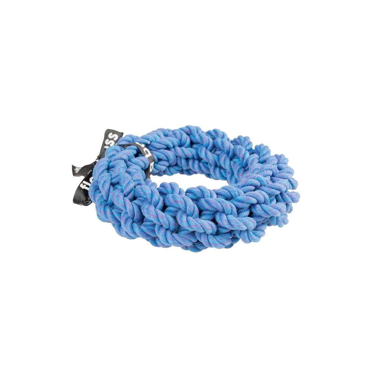 Anneau tressé Duvo Bleu - Jouet chien coton résistant (18x18x4cm)