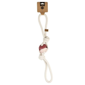 DUVO Yara rose : Jouet chien balle + corde - 66 cm - Sécurité garantie
