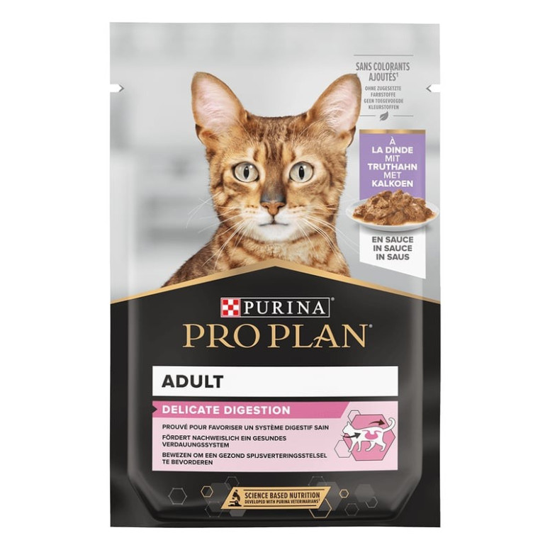 Pâtée Proplan dinde sauce 850g : Digestion douce pour chats sensibles
