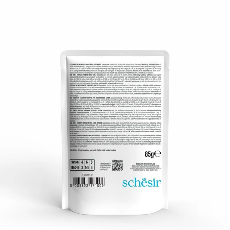 Schesir Gelée Thon 85g - 55% thon, riche en protéines pour chat