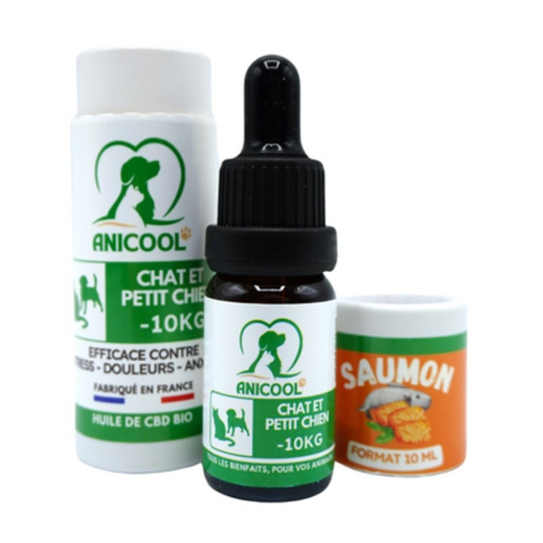 Huile Chanvre ANICOOL 1,5% Saumon - Bien-être Chat/Chien 10ml