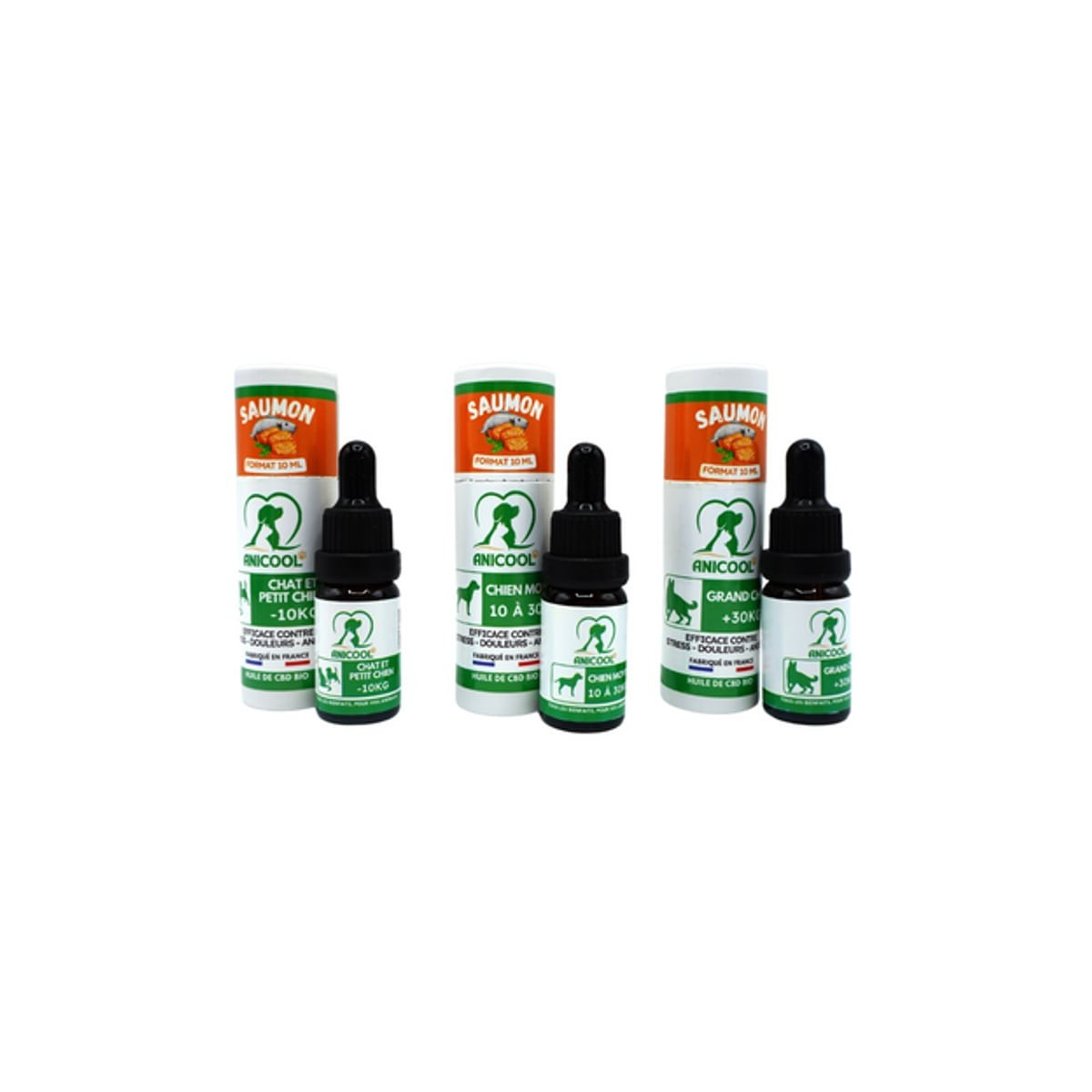 Huile Chanvre ANICOOL 1,5% Saumon - Bien-être Chat/Chien 10ml