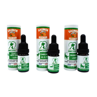 Huile Chanvre ANICOOL 1,5% Saumon - Bien-être Chat/Chien 10ml
