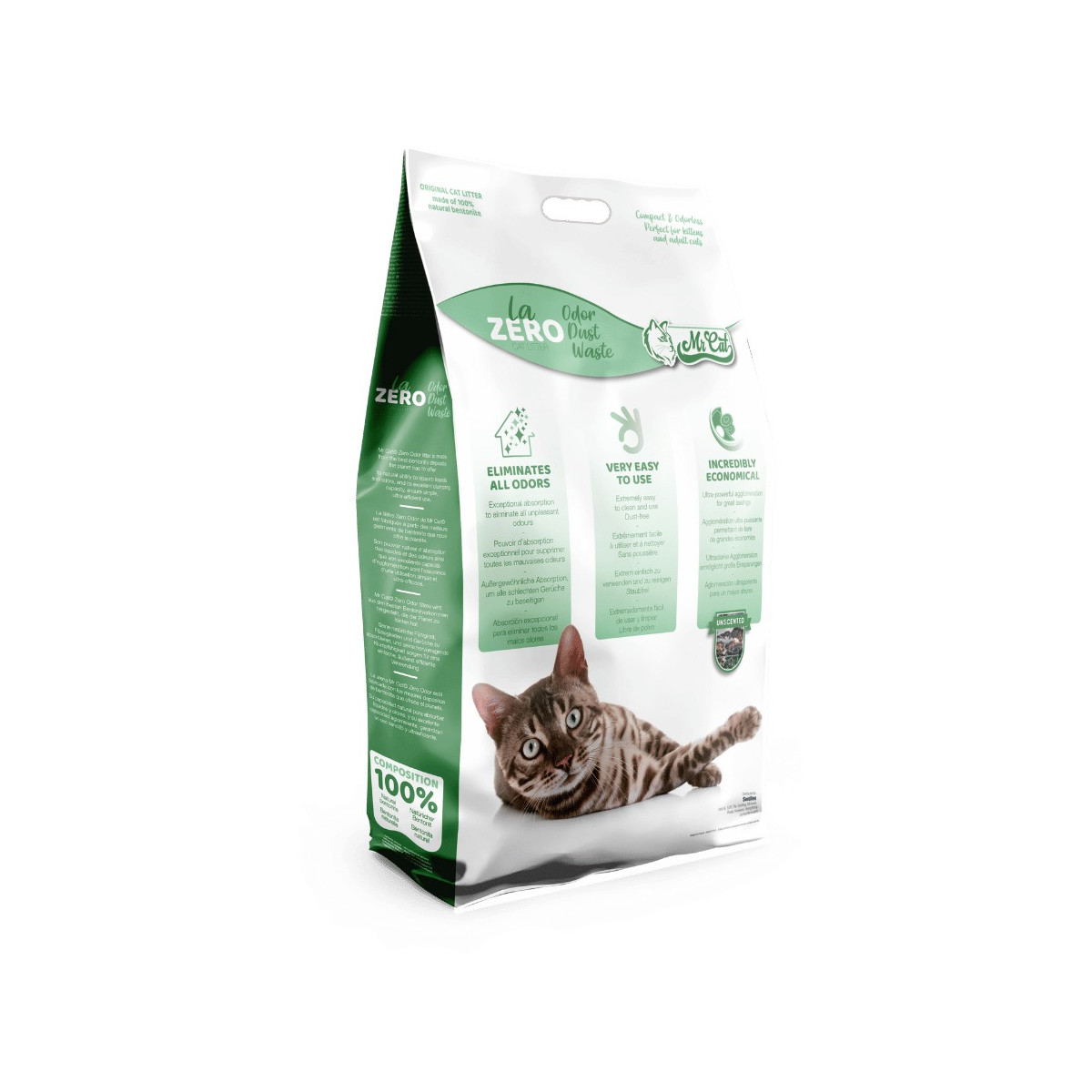 Litière MRCAT Super Premium Sans Parfum 15L - Bentonite Absorbante