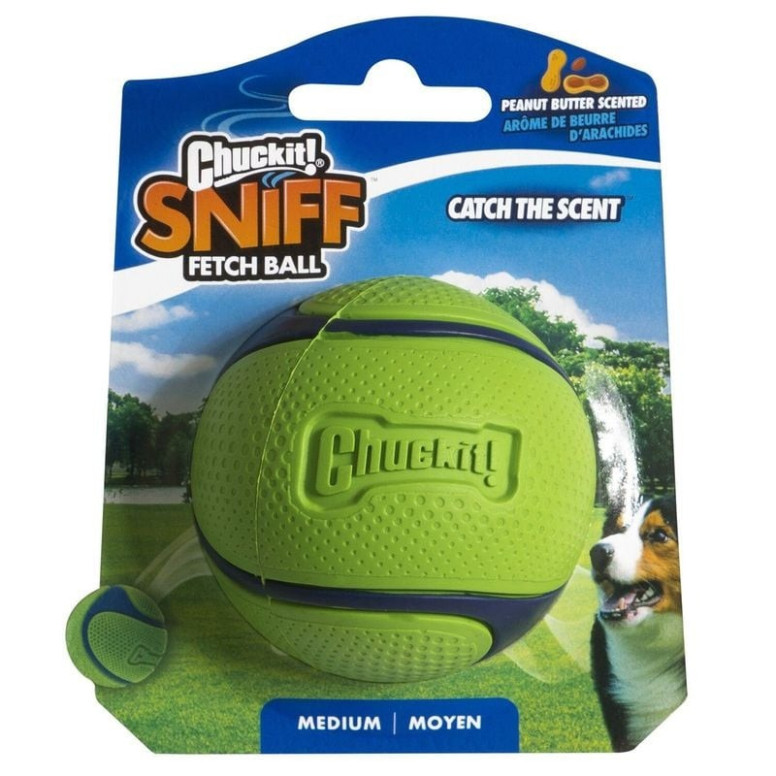 Balle Chuckit! Sniff Beurre Cacahuète M - Durable et flottante