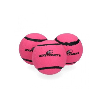 Dog Comets : Balles tennis chien rose 6cm - Pack 3 rebondissant