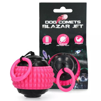 Jouet chien Dog Comets : balle lanceur rose 8 cm, rebond durable